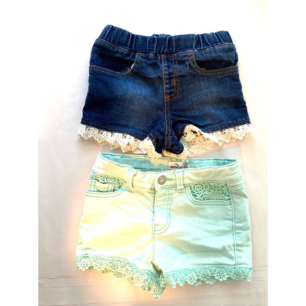 JORDACHE/LIMITED TOO SHORTS BUNDLE (2 PR) LACE TRIM POCKETS GIRLS SIZE 4/5T